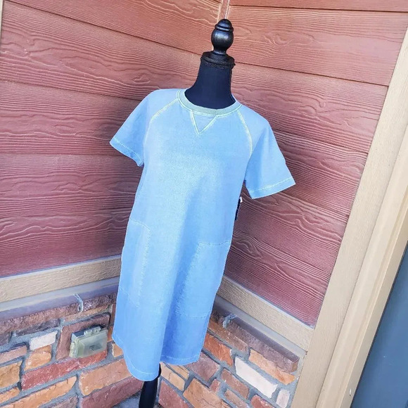 NWT LUCKY BRAND Women's Size Small Blue Sweater T-Shirt Dress - Picture 1 of 14